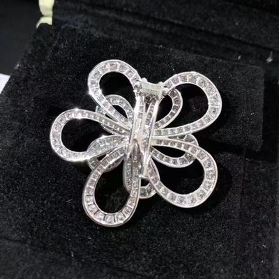 Pave Full Diamonds 18K White Gold Pendant Custom Brand Flowerlace Pendant