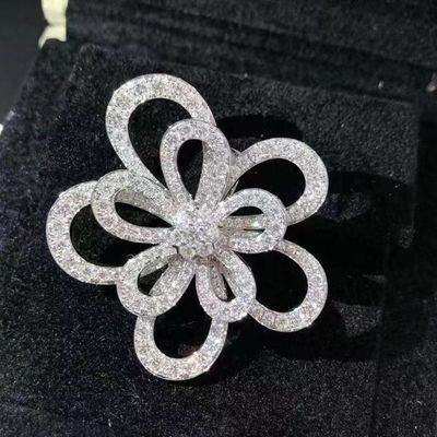Pave Full Diamonds 18K White Gold Pendant Custom Brand Flowerlace Pendant