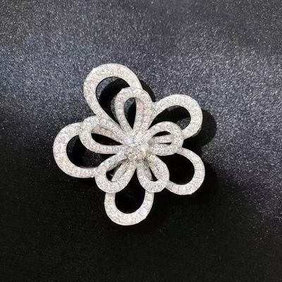 Pave Full Diamonds 18K White Gold Pendant Custom Brand Flowerlace Pendant