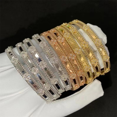 Solid Gold Van Cleef Jewelry 18k Rose Gold PerléE Sweet Clovers Bracelet