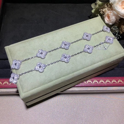 van cleef high jewelry White Gold Diamond Van Cleef Vintage Alhambra Bracelet 5 Motifs For Girls