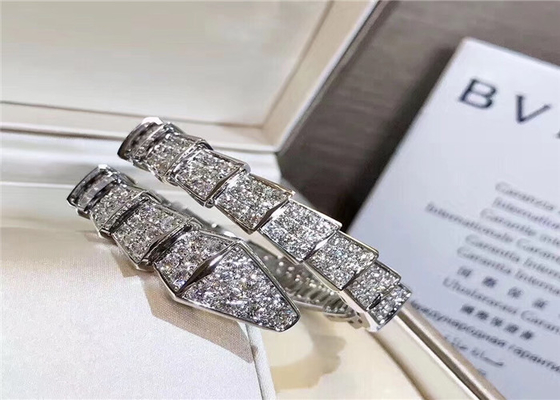 Glamorous 18K Gold Diamond Jewelry , Full Pave Diamond  Snake Bracelet