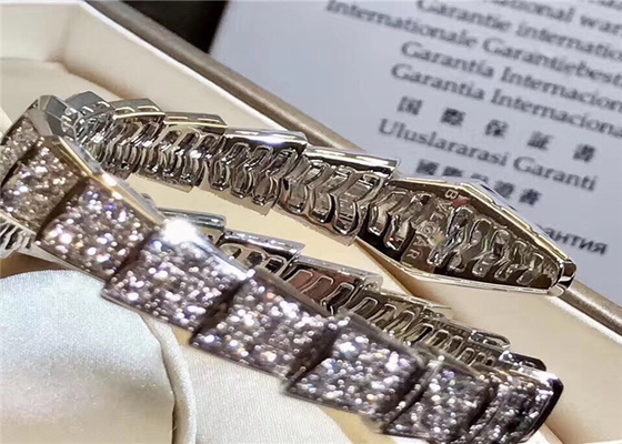 Glamorous 18K Gold Diamond Jewelry , Full Pave Diamond  Snake Bracelet