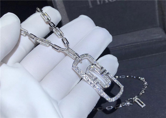 Shinning Full Diamond  Parentesi Necklace In 18K White Gold