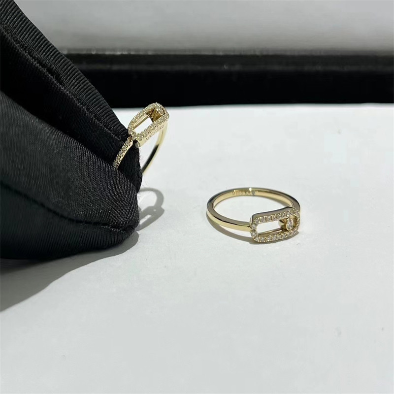 Custom Jewelry 18k Gold Rings Lucky Move AU750 Gold Diamond Ring
