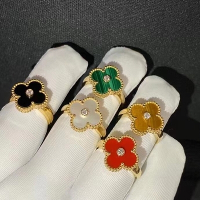 럭셔리 빈티지 다이아몬드 반지 VCA 18k 황금 반지 1pcs